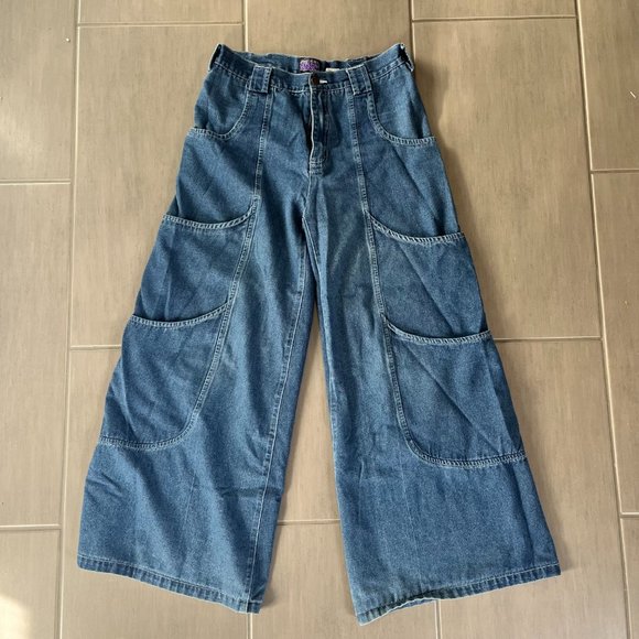 Vintage 90s Auraze for Beau Baker Multi Pocket Wide Leg Jeans - Picture 1 of 8